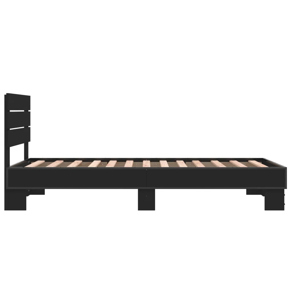 Giroletto Nero 75x190 cm in Legno Multistrato e Metallo