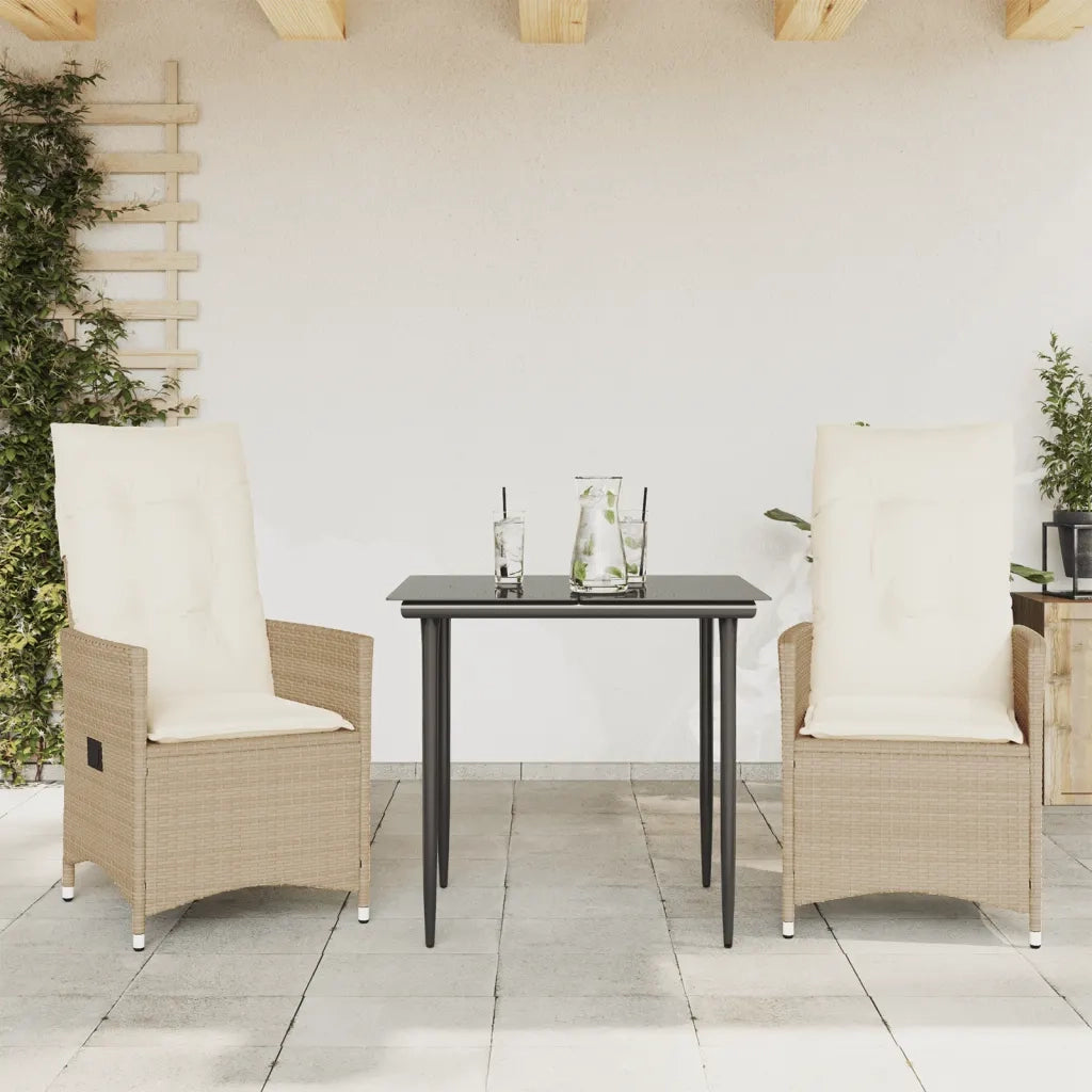 Sedie Reclinabili da Giardino 2 pz | Sedie da Esterno con Cuscini Beige Polyrattan