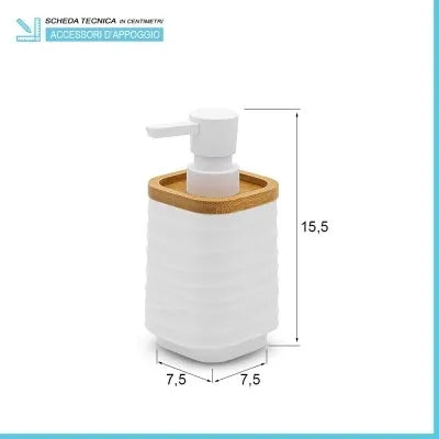 Dispenser sapone da appoggio bianco in abs e bambù Wave