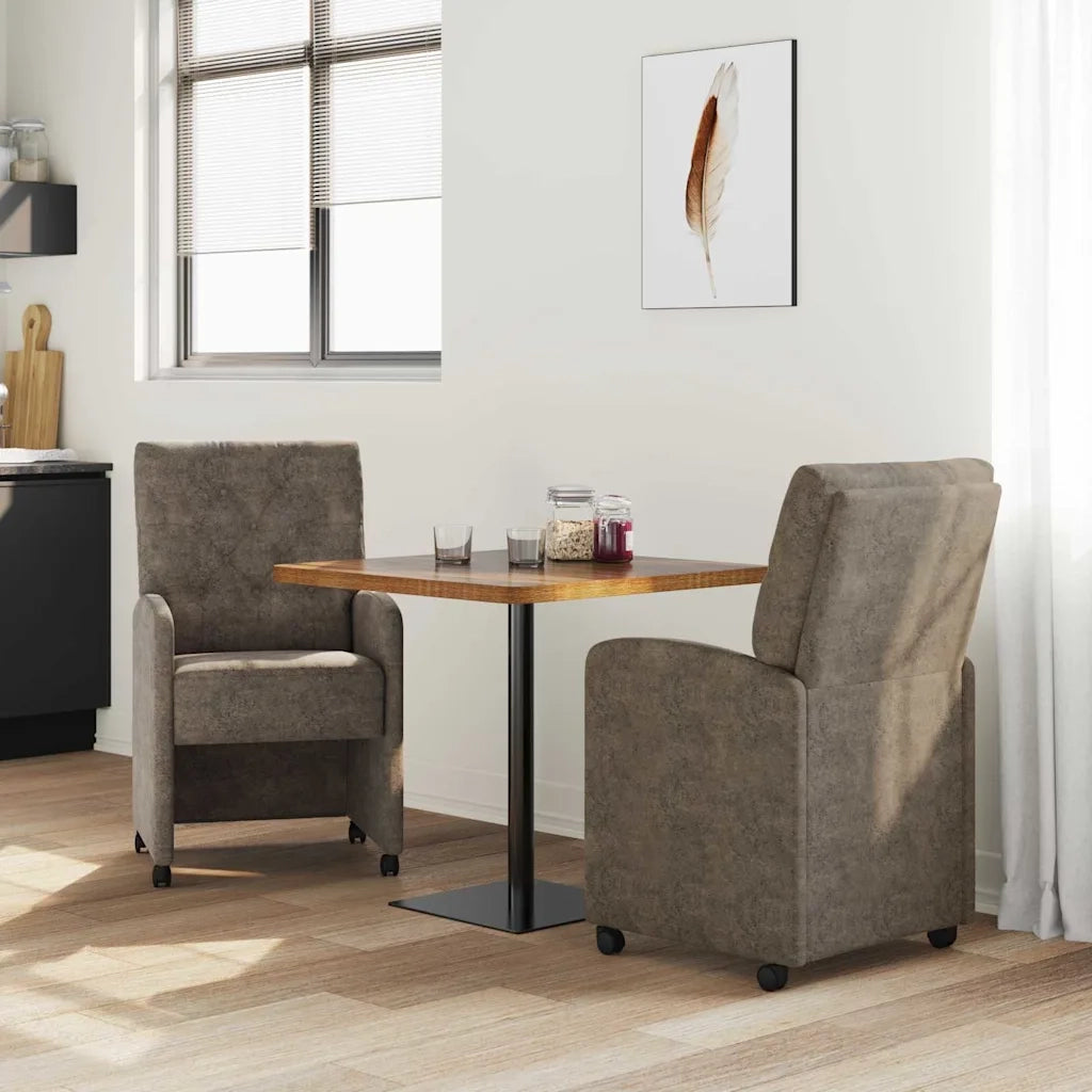 Sedie da Pranzo con Ruote 2 pcs Grigio scuro 58 x 67 x 97 cm