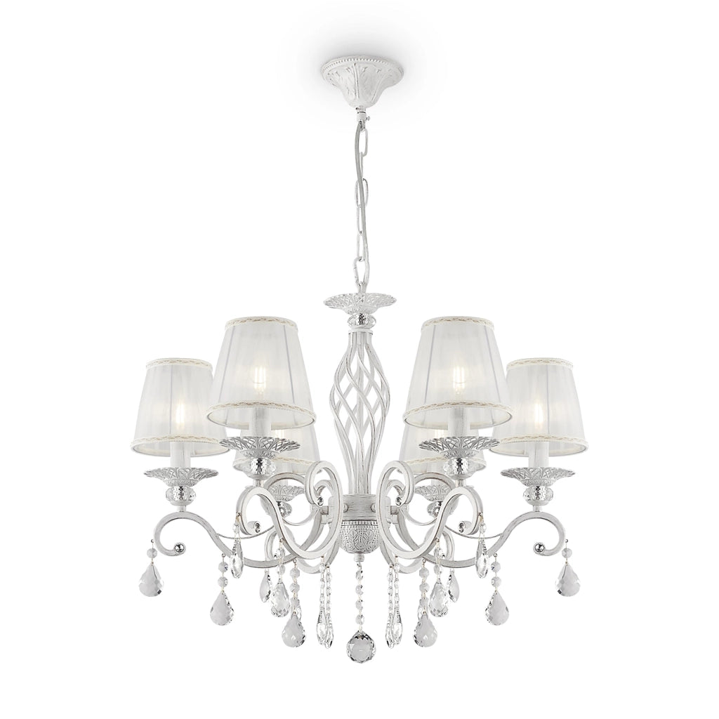 Lampadario Elegant in Metallo Grace Bianco con Oro