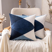 Cuscini decorativi con disegno geometrico a forma quadrata in suede morbido - 50 x 50 cm 2 pezzi blu