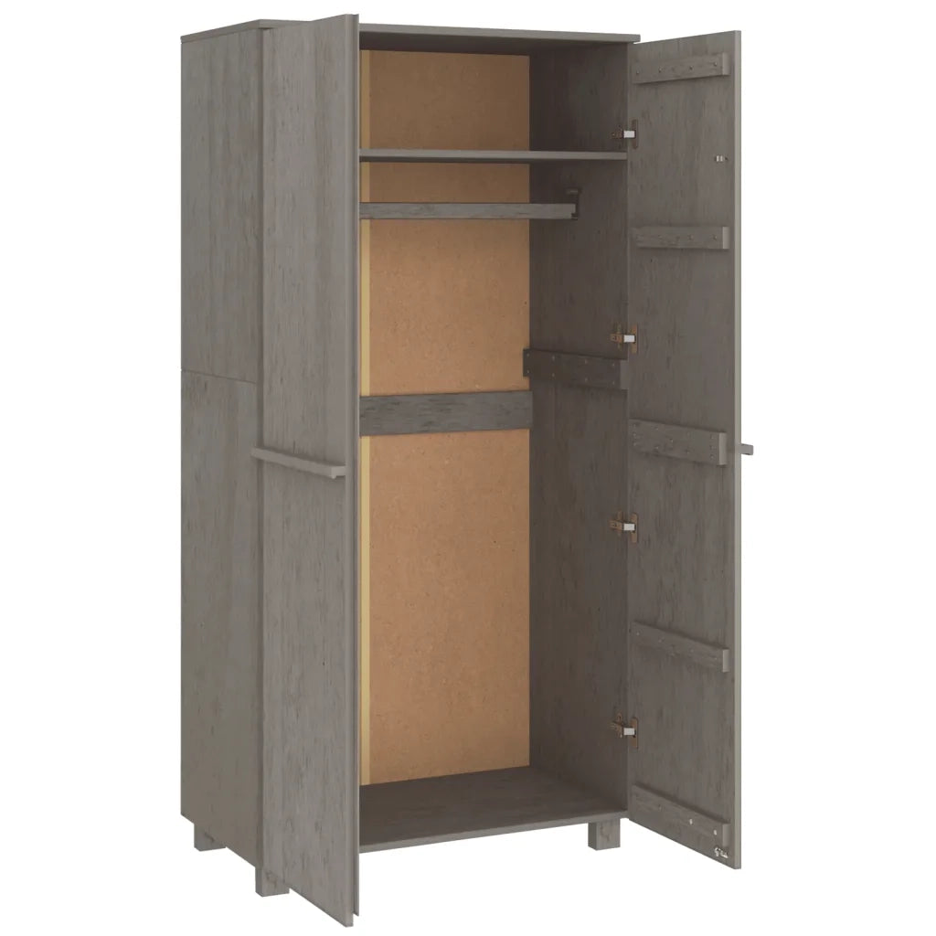 Armadio HAMAR Grigio Chiaro 89x50x180 cm Legno Massello di Pino 340483