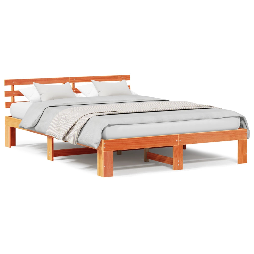 Struttura Letto in Legno Marrone Cerato Legno Massello 160 x 200 cm