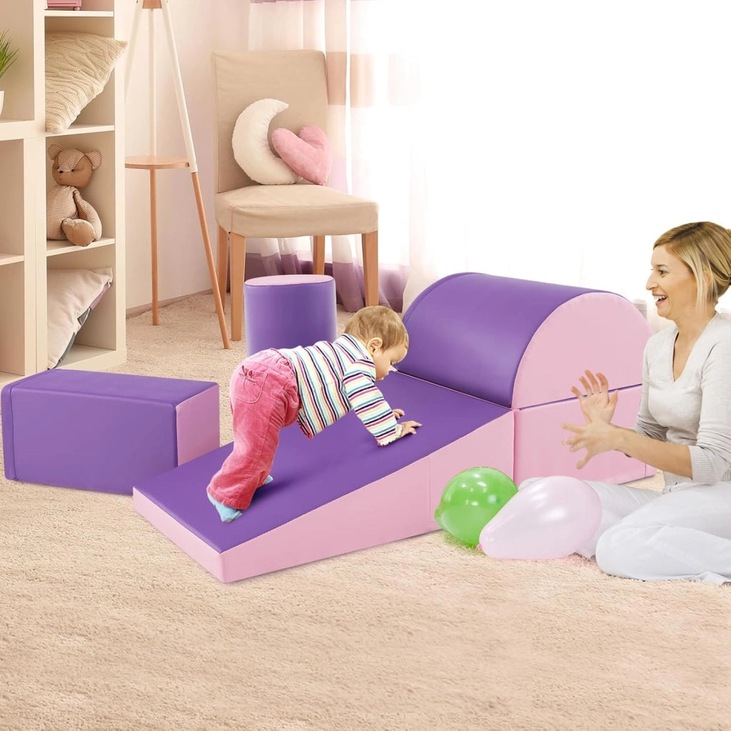 Set di 5 Blocchi con Diverse Forme e Colori, Giocattolo per Arrampicata e Strisciamento, Aiuta i Bambini a Crescere (Viola)