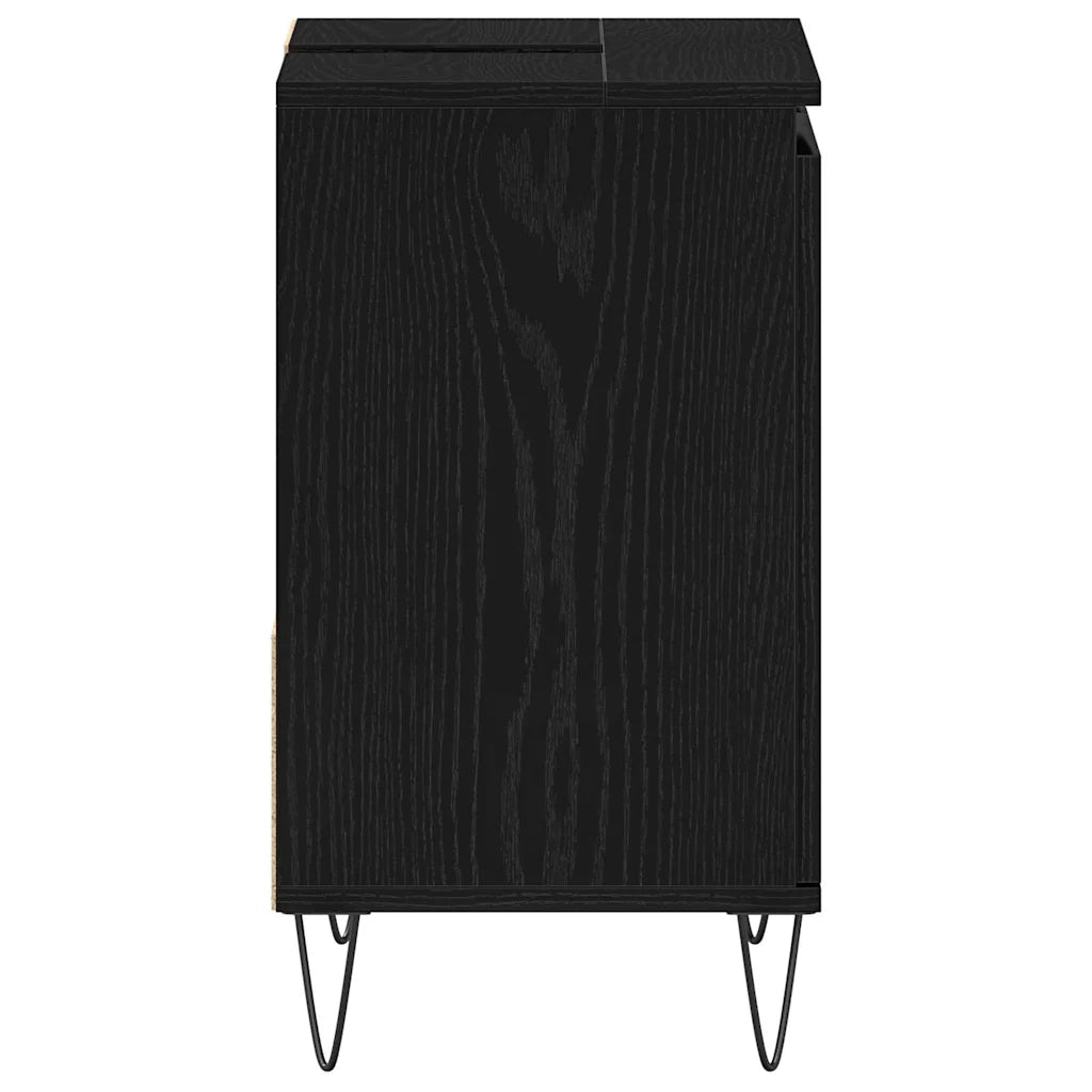 Armadio per Lavabo da Bagno Rovere Nero 65 x 33 x 60 cm 862891