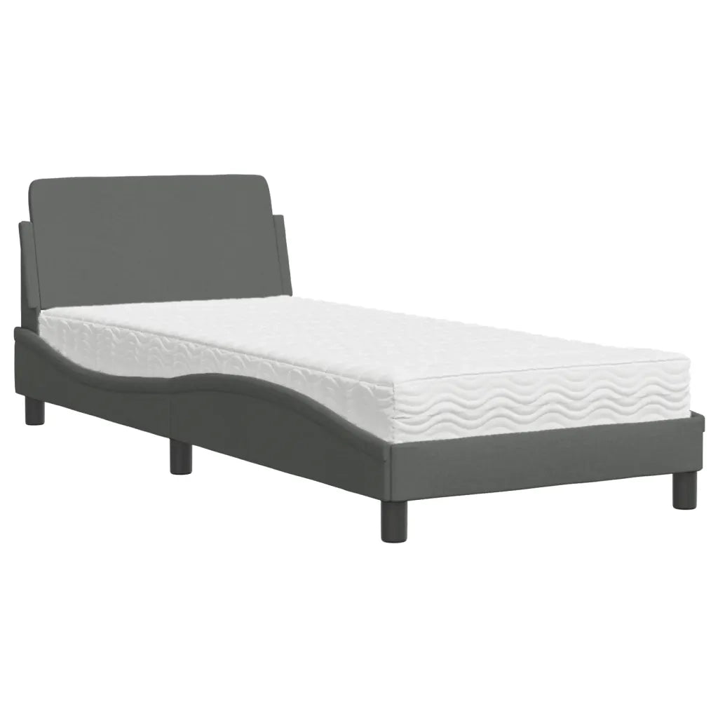 Letto con Materasso Dover Grigio Scuro 90x200 cm in Tessuto 3208325