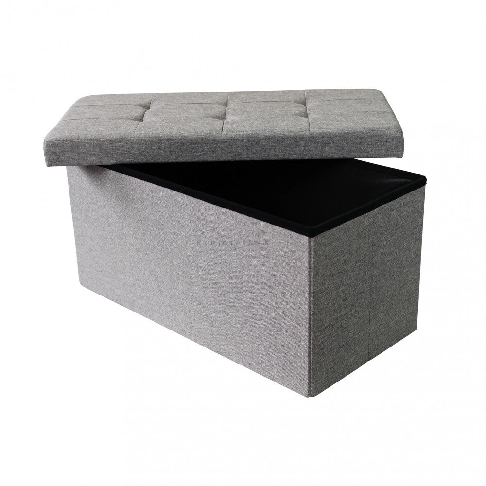 POUF CONTENITORE RETTANGOLARE IN STOFFA GRIGIO