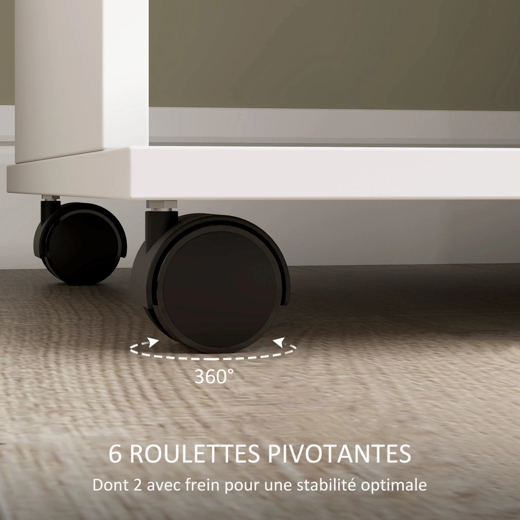 Armadio scorrevole con ruote ¨C zephmum ¨C bianco legno 120x40x128 cm