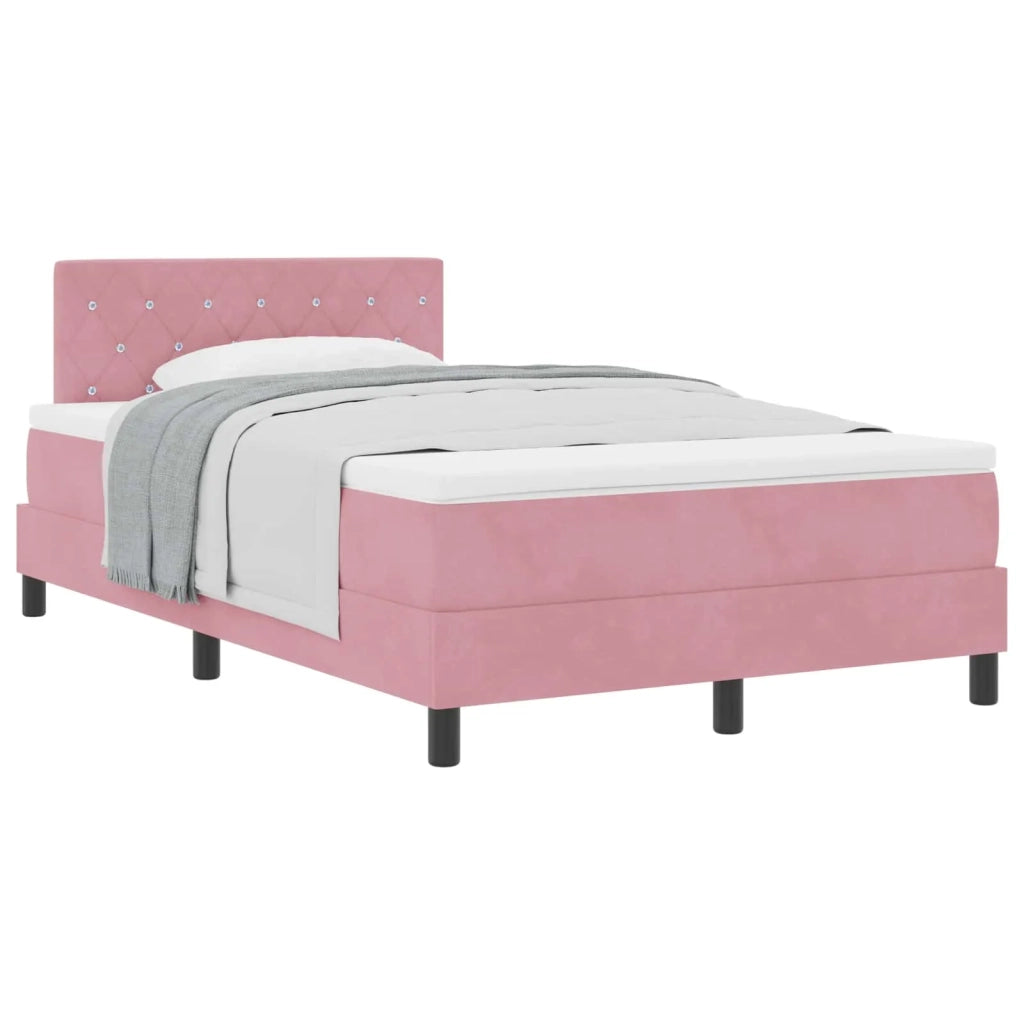 Letto a molle con materasso Rosa 120 x 200 cm Velluto 3339103