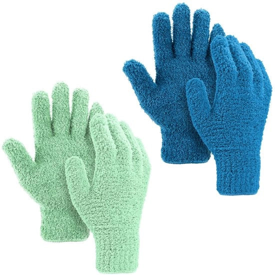 Set di guanti di pulizia 2 pezzi - Guanti di microfibra per la pulizia - Guanti di pulizia per uso domestico - Antiscivolo - Soffici - Resistenti alle abrasioni