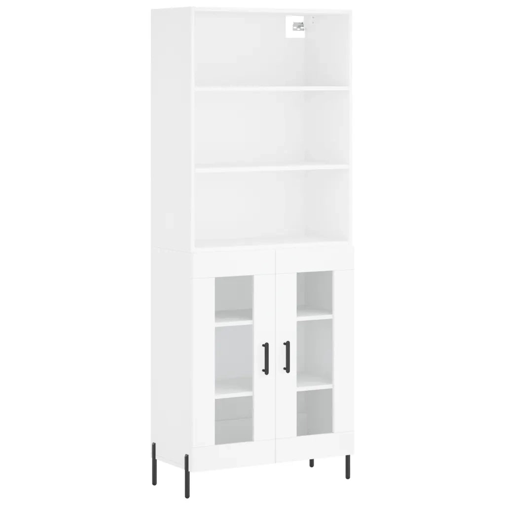Credenza-Buffet-Armadio da cucina Bianca 69,5x34x180 cm in Legno Multistrato 175126