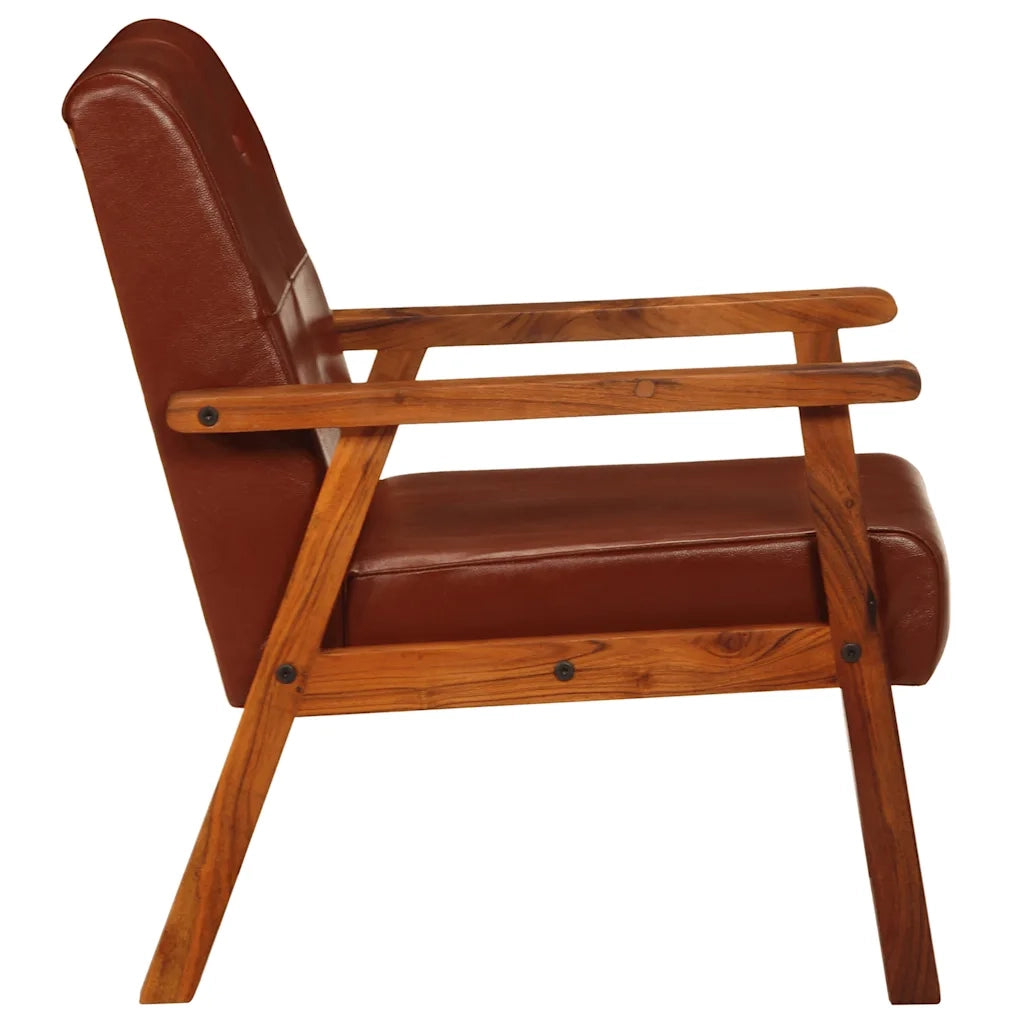 Poltrona-Divano Sedia-Poltroncina Marrone in Vera Pelle 610284