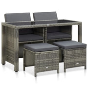 Set da Pranzo da Giardino 5 pz con Cuscini in Polyrattan Grigiocod mxl 94952