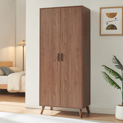 Armadio Guardaroba Norg con 2 Ante e Scomparto 191x80x52 cm - Effetto Noce [en.casa]