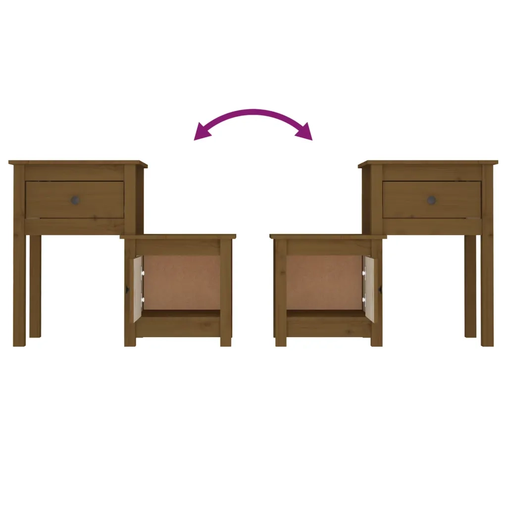 Comodino | Armadio da Notte | Mobiletto da notte ambra 79,5x38x65,5 cm in Legno Massello di Pino