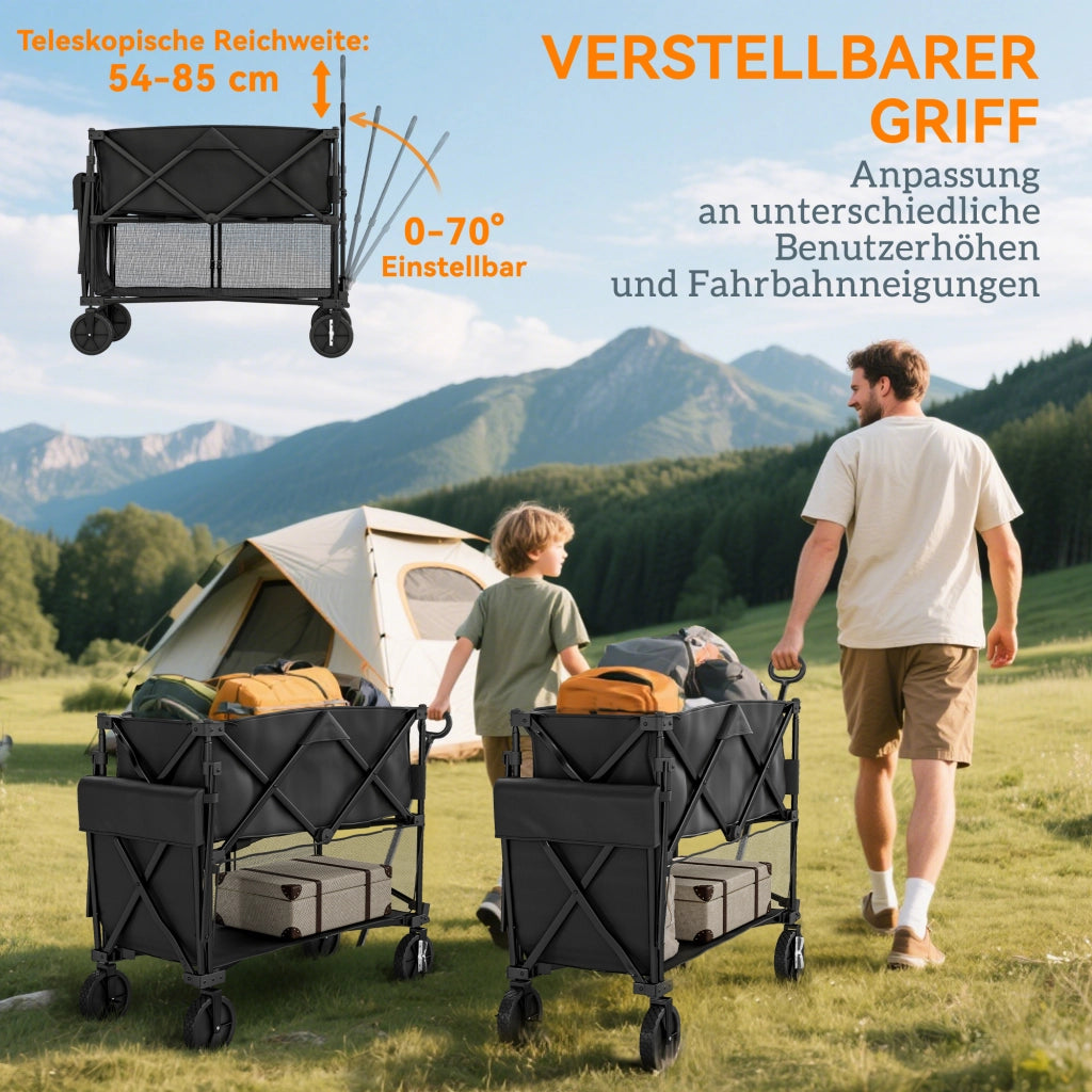 Carrello da Giardino ¨C zephmum ¨C 200 kg Capacit¨¤, 369.5 Litri, 2 Livelli, Nero