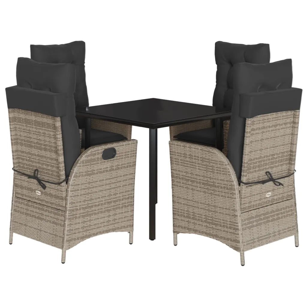 Set da Pranzo da Giardino 5 pz con Cuscini in Polyrattan Grigio 3213225