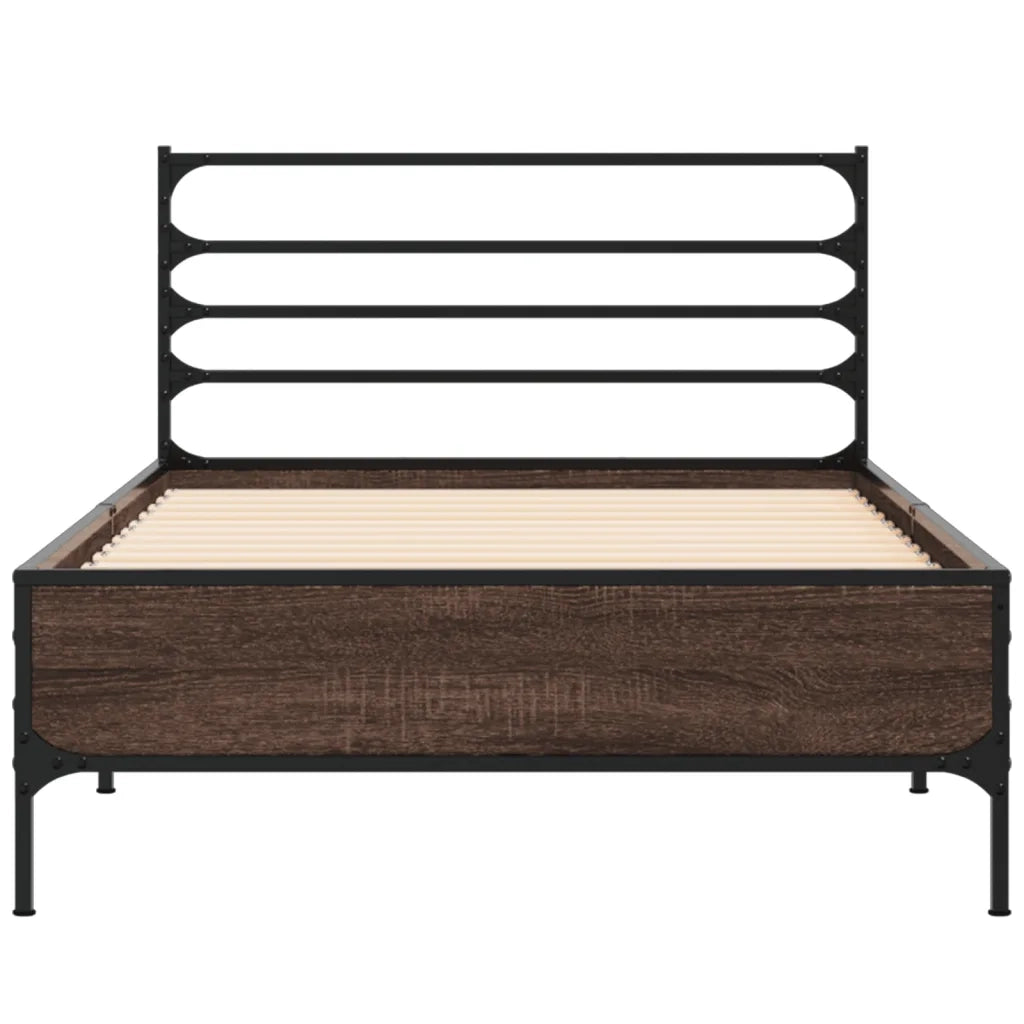 Giroletto Rovere Marrone 90x190 cm Legno Multistrato e Metallo 845631