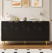 Credenza contenitore 160x40x80 cm nera - 4 ante e ripiani regolabili