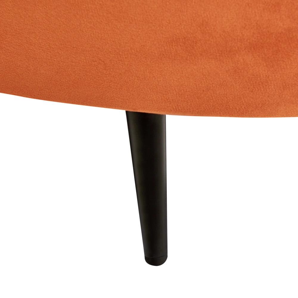 Divano velluto arancione glamour curvo stile retrò a 2 posti gambe metallo dorato