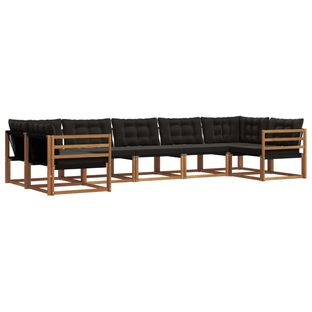 Set di divani da esterno con cuscino 7 pcs Naturale e Nero