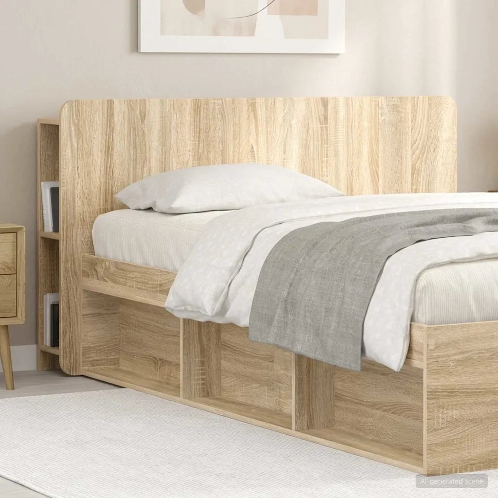 Testiera | Testata del letto con archiviazione Sonoma Legno ingegnerizzato