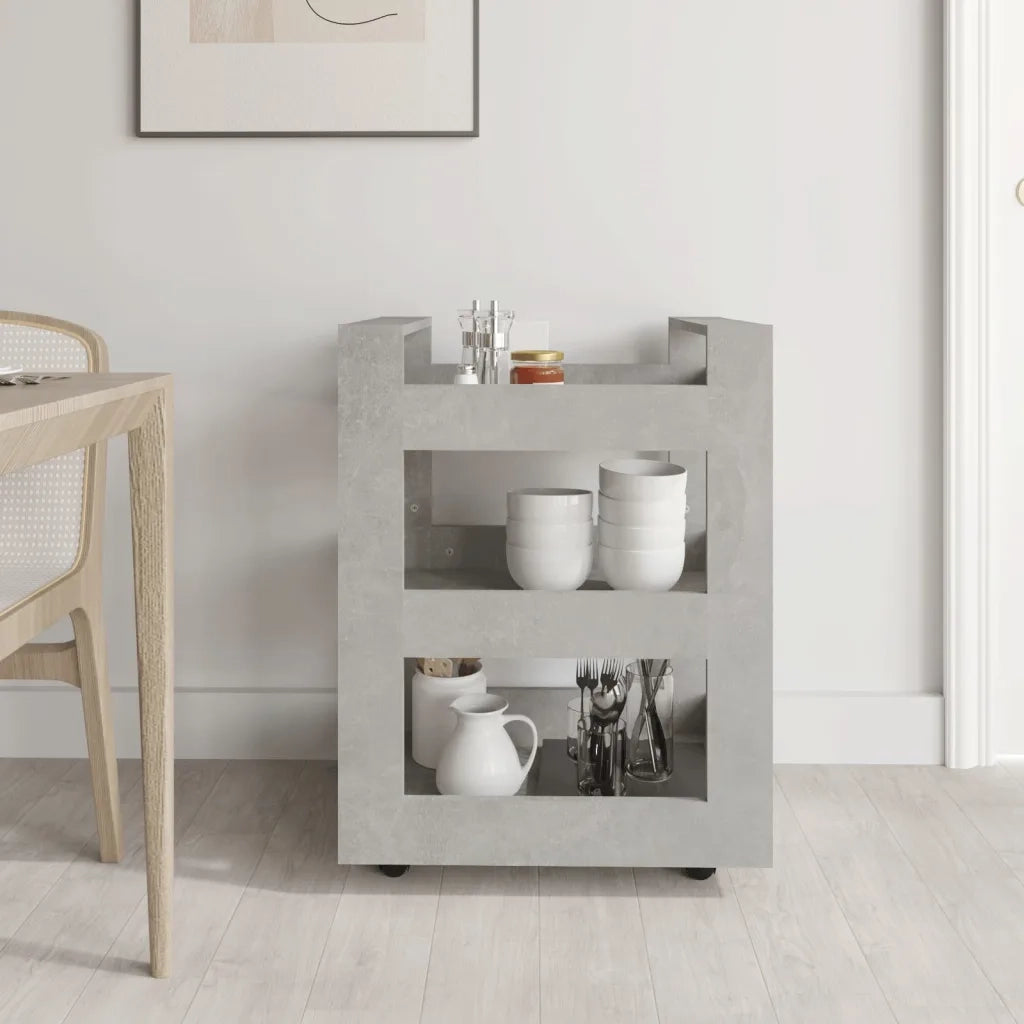 Carrello da Cucina-Scaffale per Cucina Grigio cemento 60x45x80 cm Legno Multistrato 853845