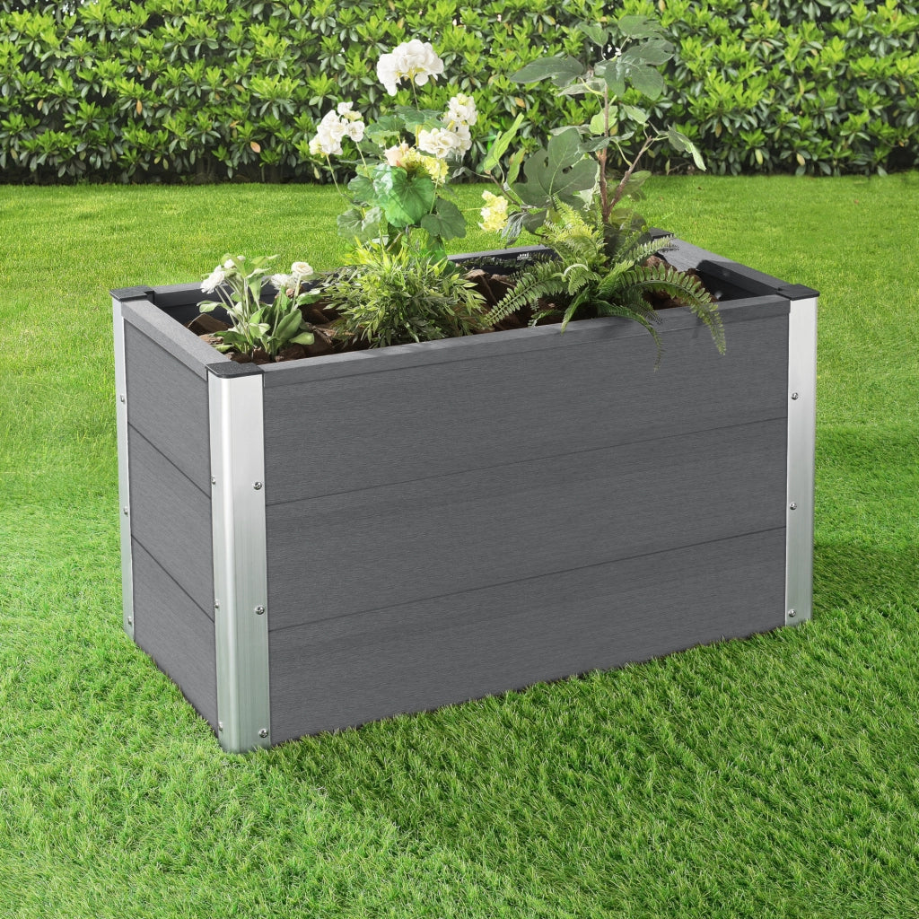 Fioriera da Giardino Esens in WPC Portafiori con Fondo Aperto 100x50x50 cm - Grigio NEU.HOLZ