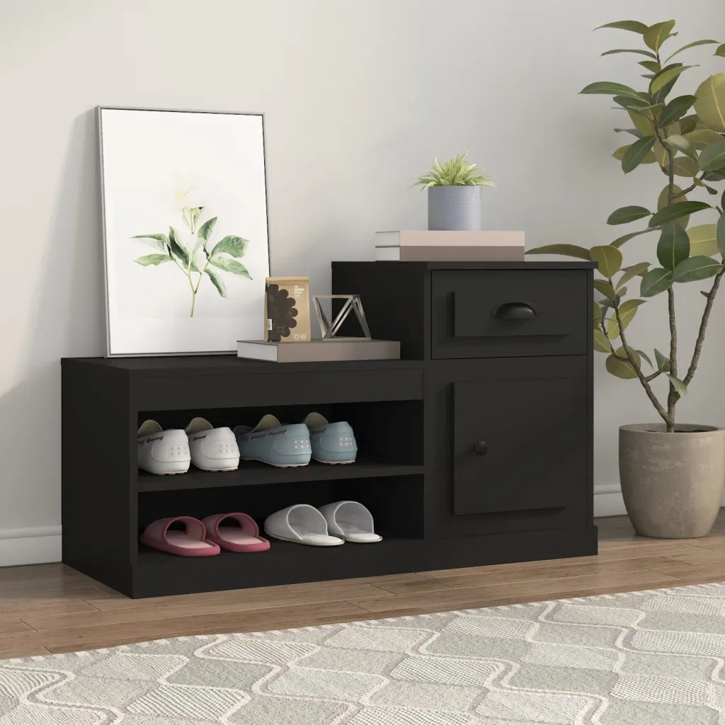 Scarpiera-Scaffale per scarpe Nera 100x42x60 cm in Legno Multistrato