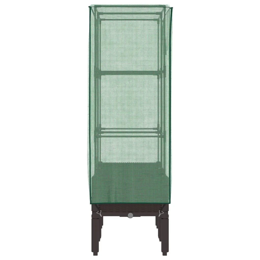 Fioriere | Cassetta per fiori | Letto Rialzato con Copertura Serra Effetto Rattan 80x40x140 cm