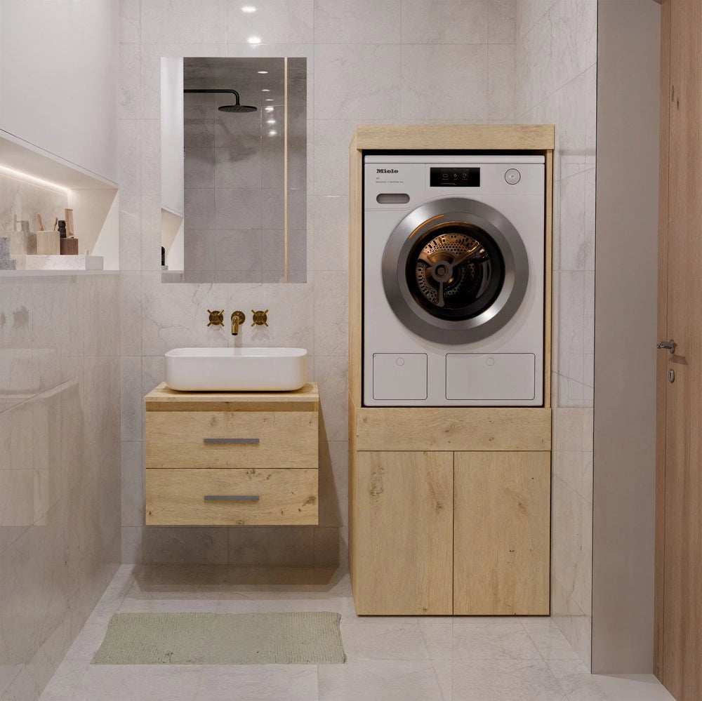 Mobile bagno per lavatrice o asciugatrice POLA twin 1s cassetto rovere artisan