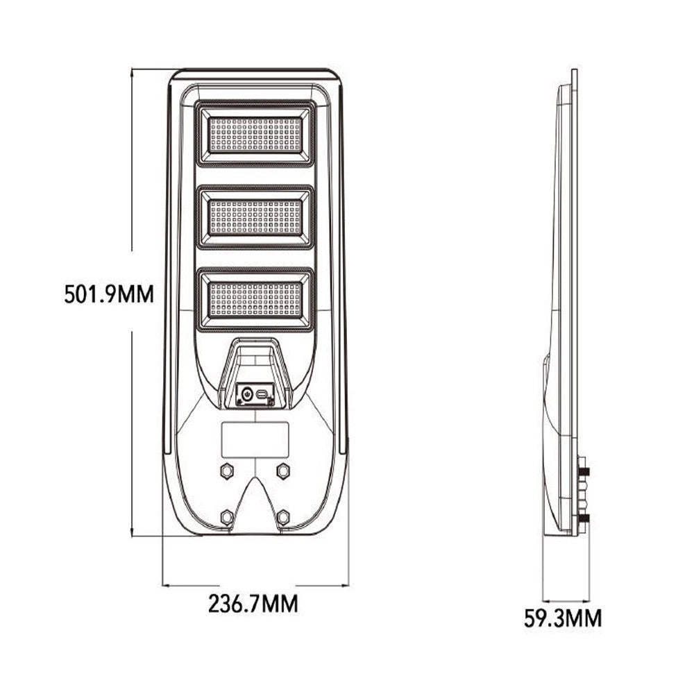 Trade Shop - Lampione Faro Led Solare 100w 160w 220w 300w Con Sensore Crepuscolare Prossimità Es-p-f -  160 Watt