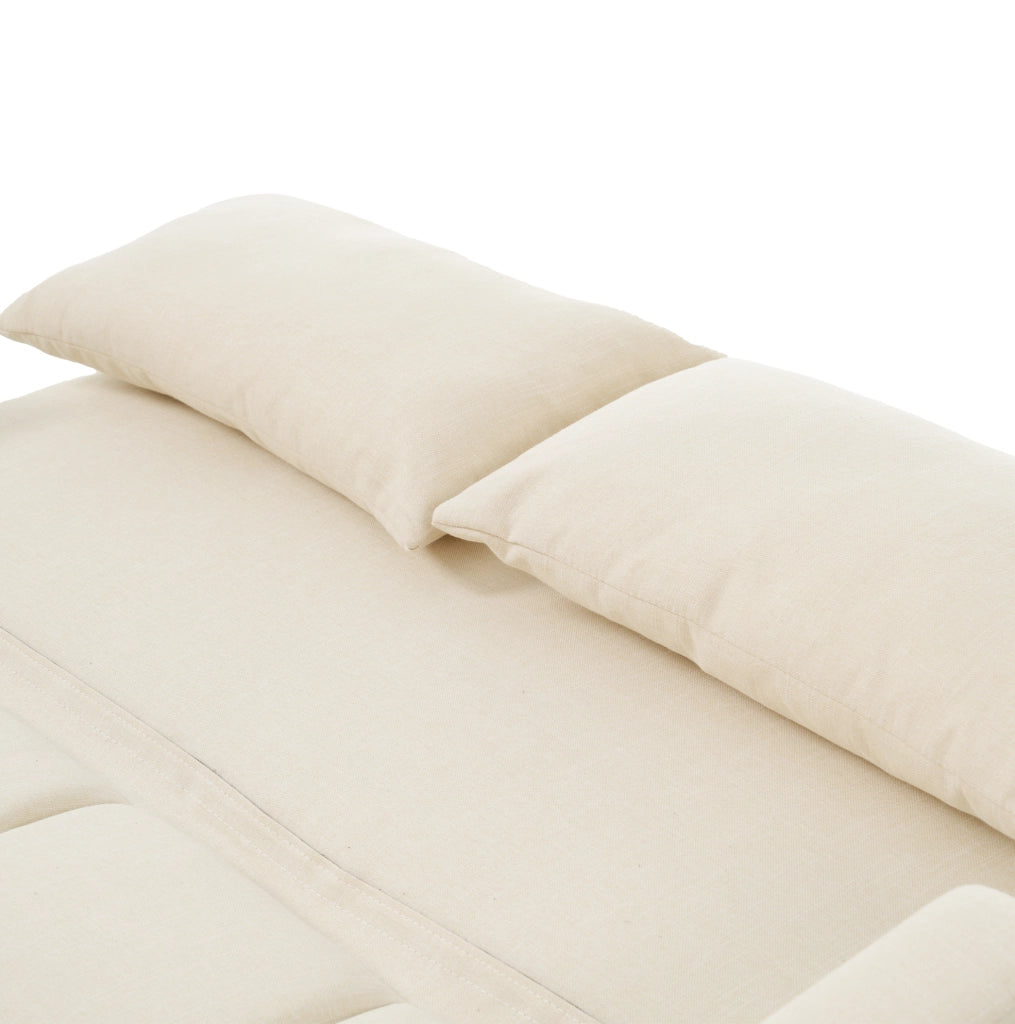Divano letto pieghevole convertibile 127x180 cm in tessuto beige con schienale regolabile