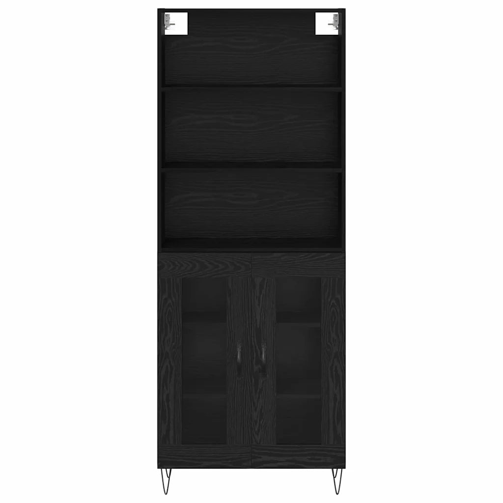 Credenza 2 pcs Rovere Nero Legno multistrato 3403173