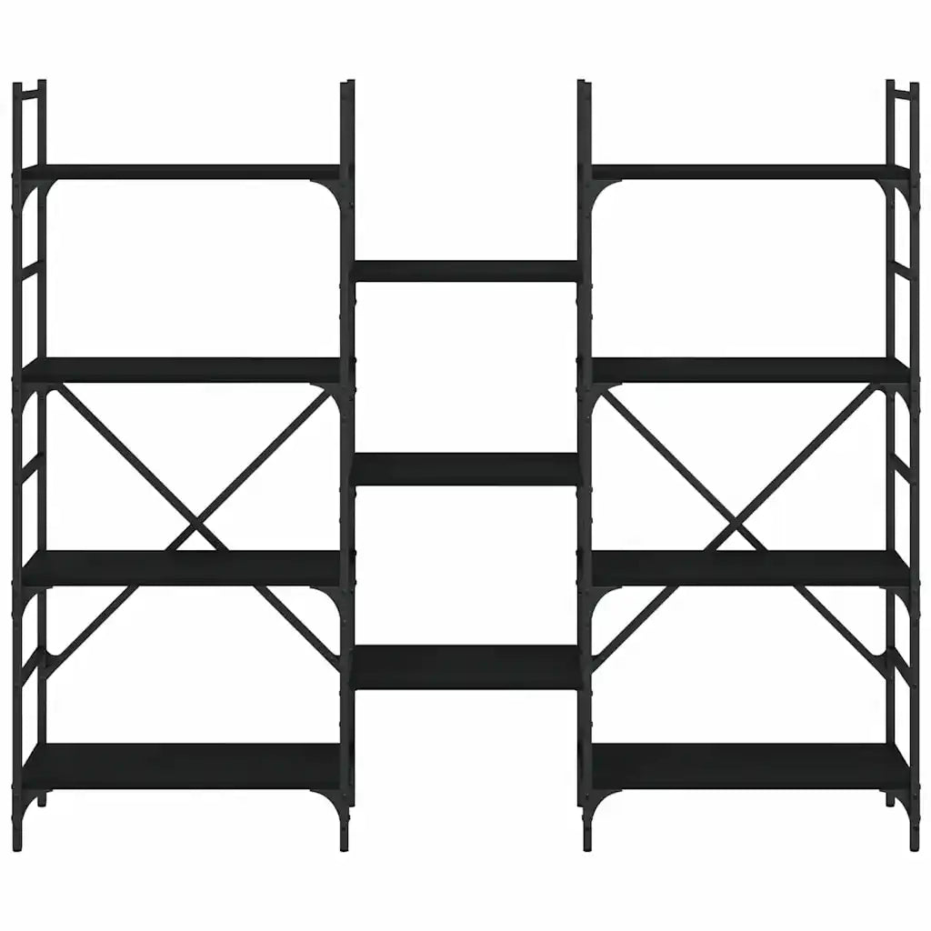 Libreria-Scaffale per Libri-Mobile di Stoccaggio Nera 160x28,5x136,5 cm in Legno Multistrato