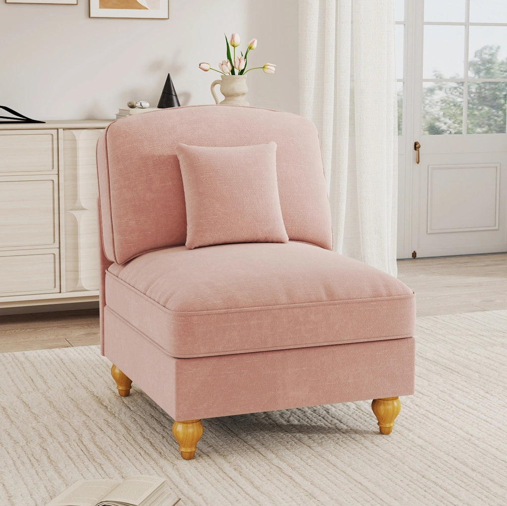Divano in ciniglia rosa con cuscino
