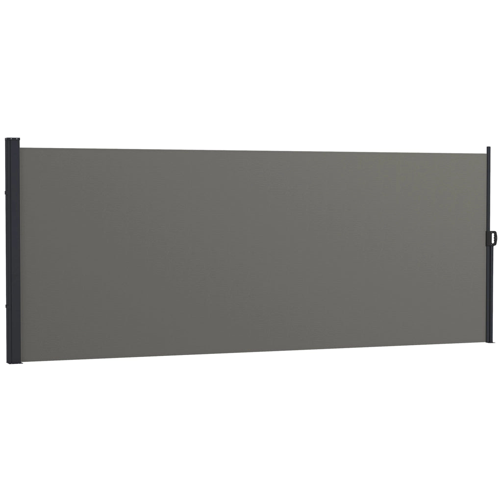 Paravento da giardino retrattile ¨C zephmum ¨C grigio scuro, alluminio, poliestere, 4x1.6 m