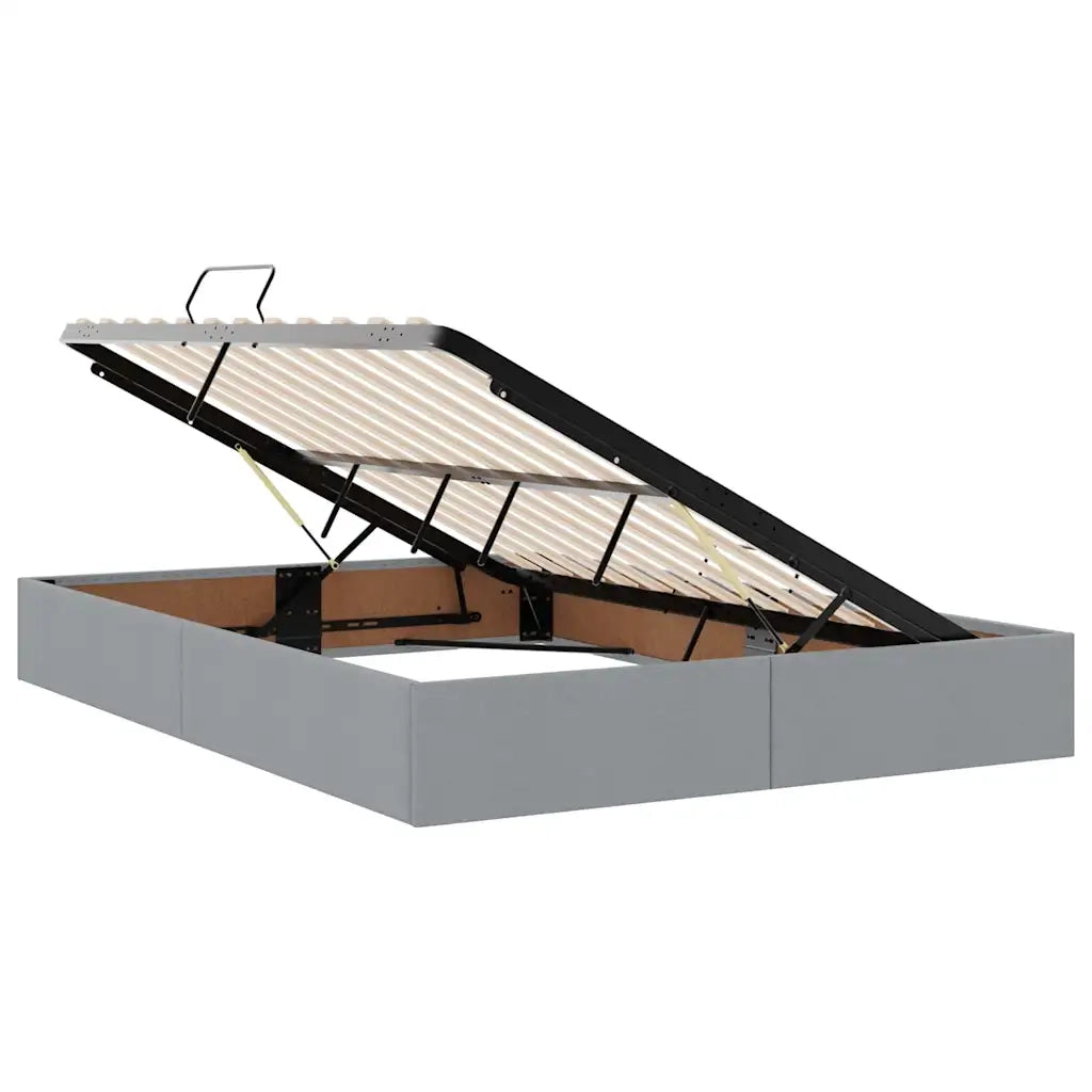 Letto con contenitore e LED con led Grigio chiaro 140 x 200 cm
