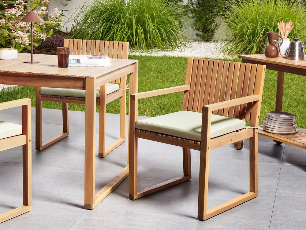 Set di 8 cuscini per sedie da giardino in tessuto poliestere resistente ai raggi UV verde chiaro