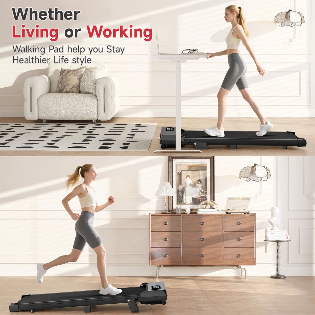Tapis roulant 2 in 1, Tapis roulant portatile  con telecomando, 8 km/h, capacità di carico 120 kg, super silenzioso, display LED, 2,5 HP