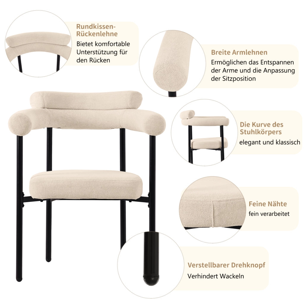 Poltroncina imbottita beige in tessuto effetto camoscio