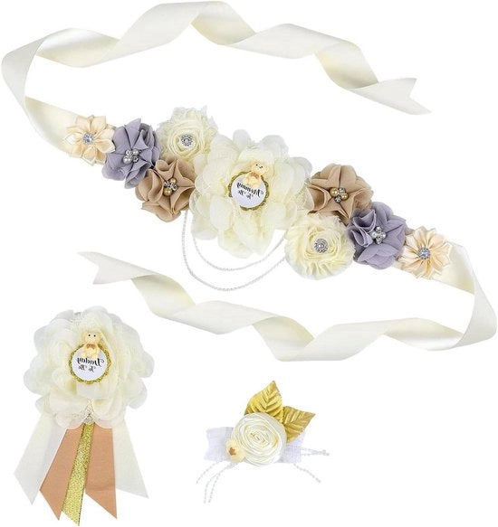 Accessorio per Fotografia - Sash Riem con Badge Set per Madri in Attesa - Ivoor - Accessorio per Maternità