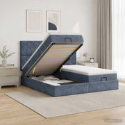 Letto ottomano con materasso 2 pz Grigio Scuro Velluto 3457939