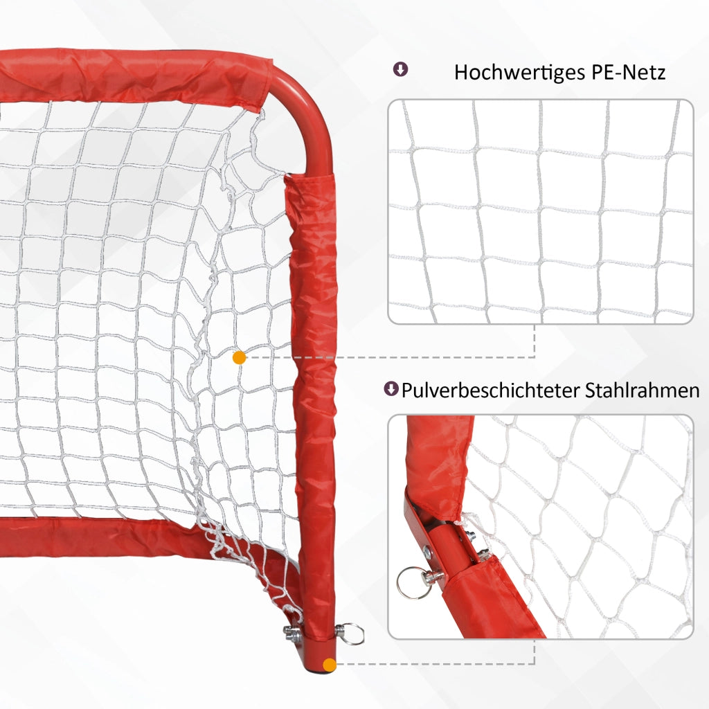 Set di 2 porte da calcio, mini porte pieghevoli in acciaio Q195 e Tetrolon, rosse, 90x36x60 cm, per giardino e parco giochi.