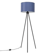 Lampada a sospensione NEVIA con paralume in tessuto blu scuro e struttura nera, 40 cm