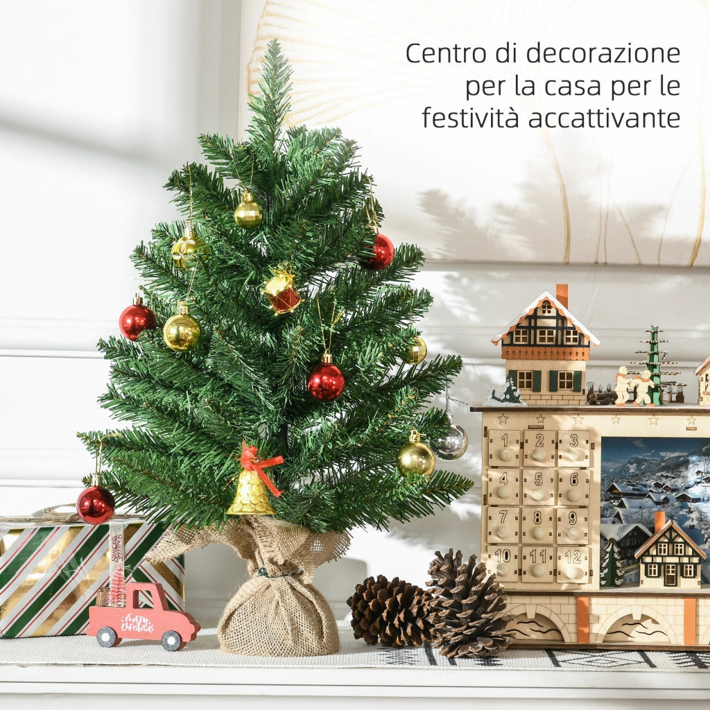 Albero di Natale Mini 55cm ¨C zephmum ¨C PVC, Base in Cemento e Iuta