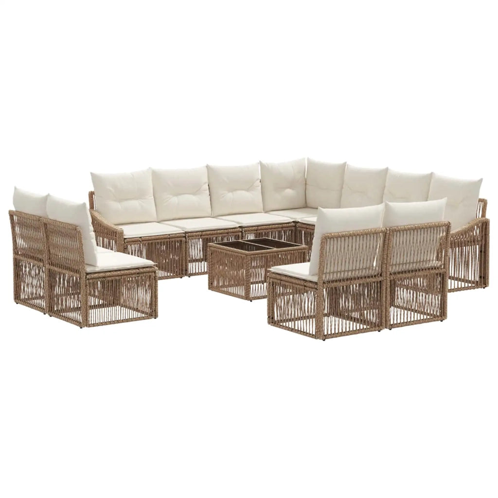 Set Divano da Giardino 12 pcs Beige polyrattan