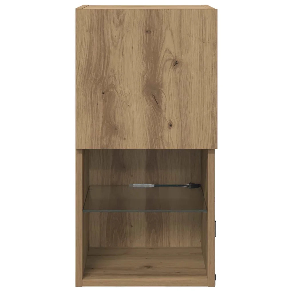Mobiletti TV a parete con LED 2 pcs Rovere artigianale