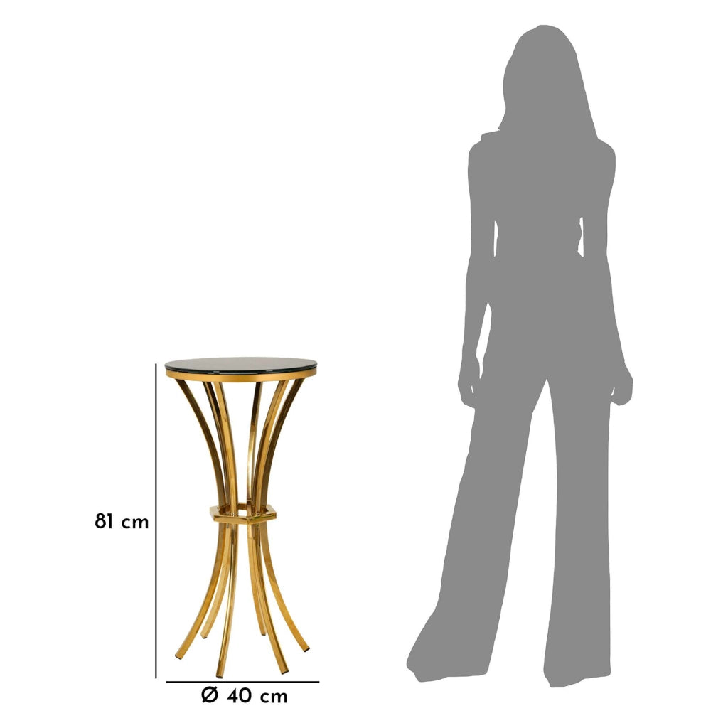 Datenoda, Tavolino da Salotto Forma Rotondo, 40x40x81h cm oro
